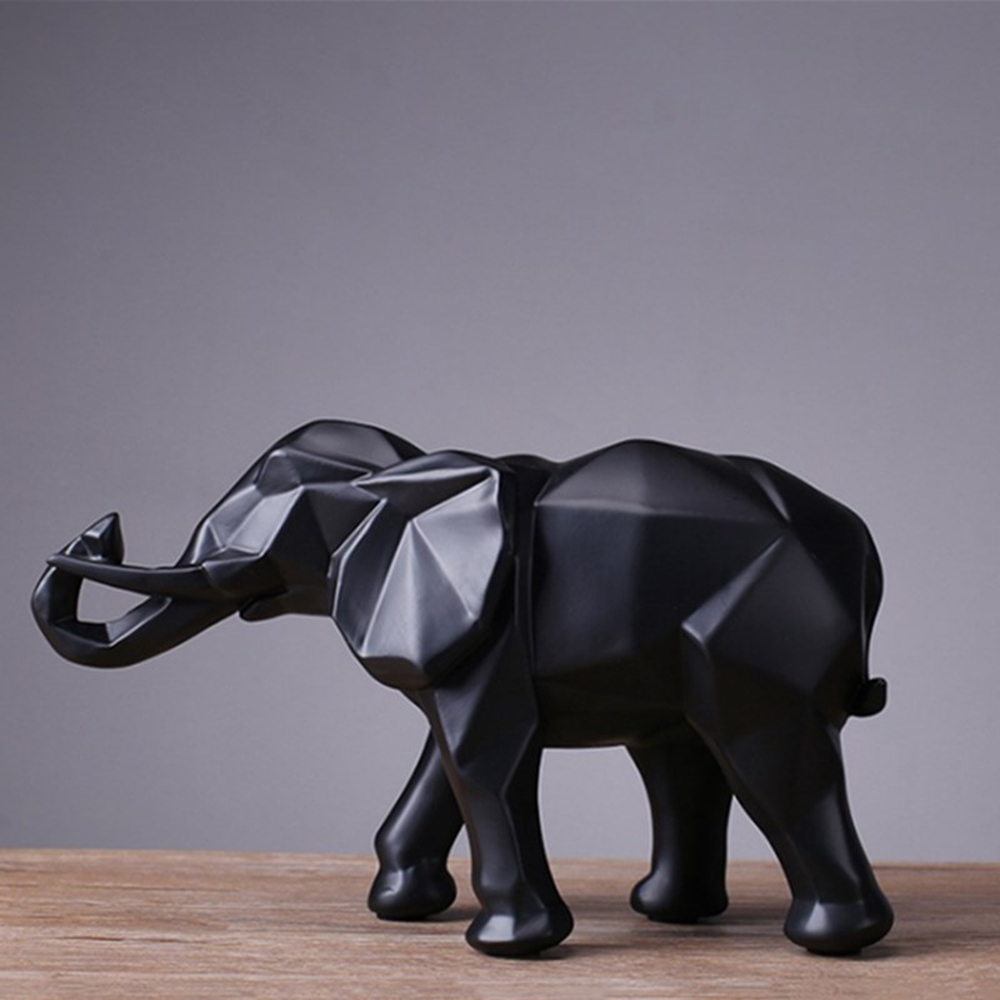 Escultura Elefante Poliresina Preto